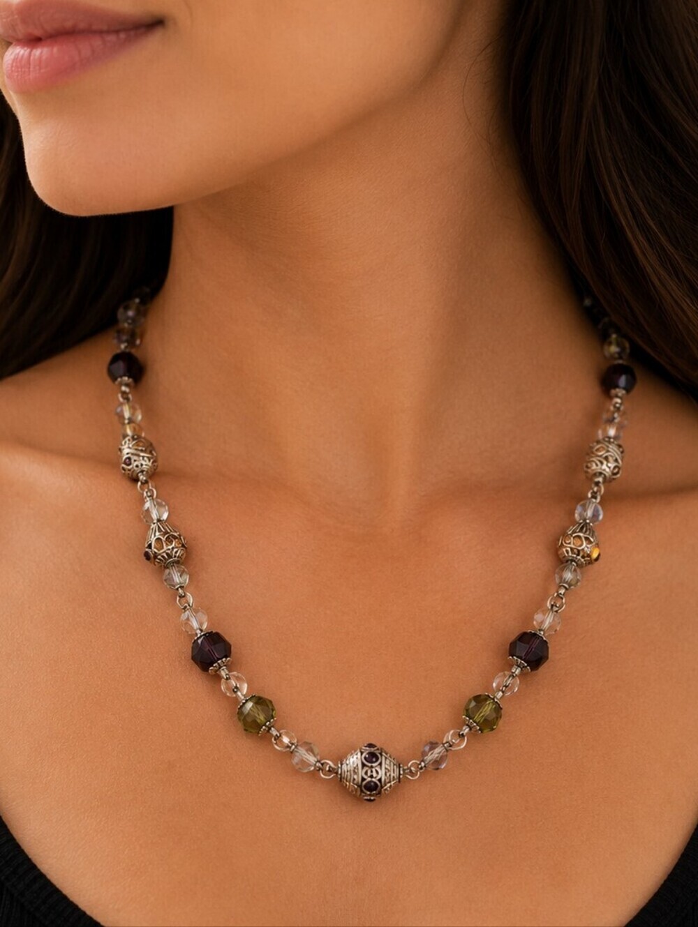 BRIGHTON Fantasy Crystal Metal Beaded Chain Necklace